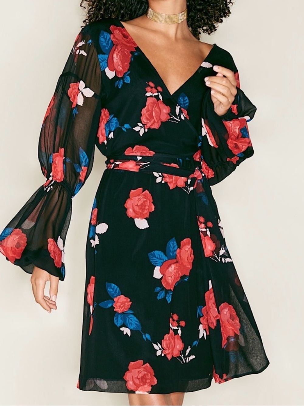 Club Monaco Silk Black Wrap Dress